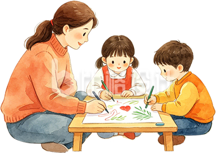 手绘老师和学生