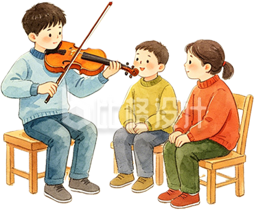 手绘学生演奏
