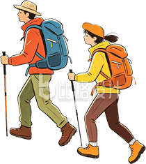 手绘两人登山