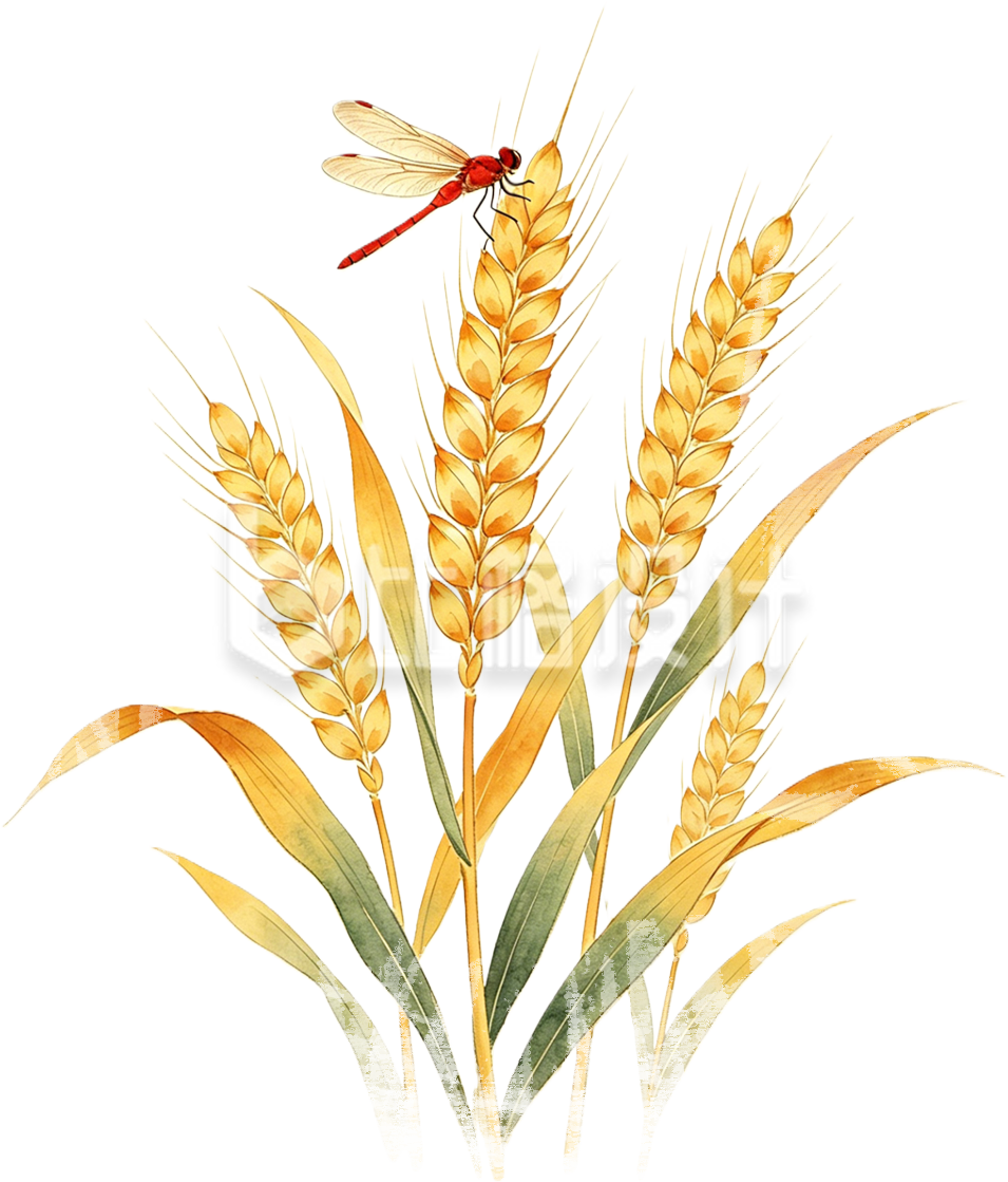 金黄色麦穗丰收植物手绘