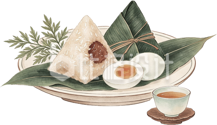 粽子端午节美食咸鸭蛋手绘