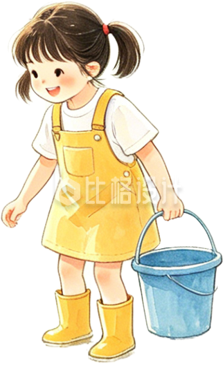 手绘黄色衣服女孩