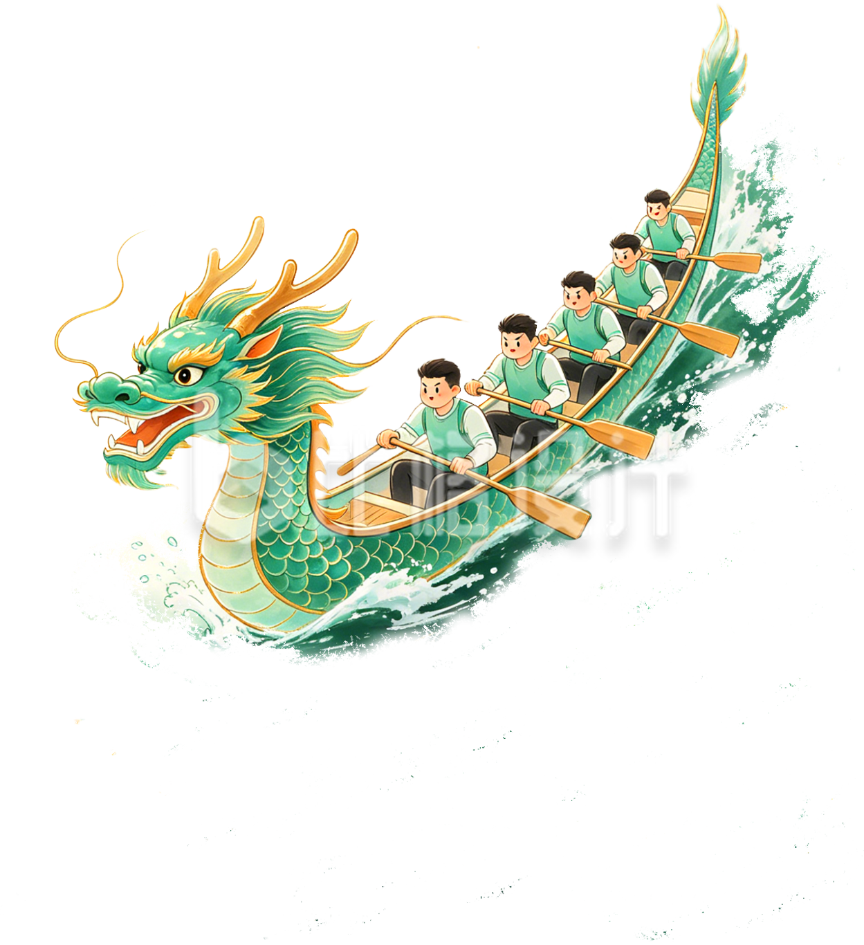 端午赛龙舟手绘水彩