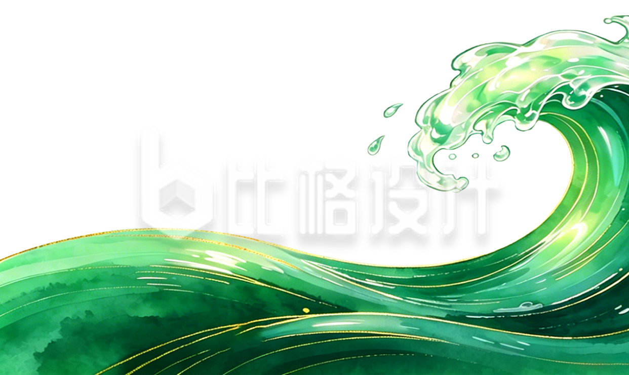 绿色水波手绘