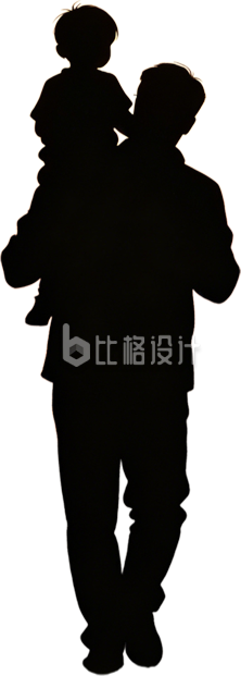 父亲节人物剪影手绘