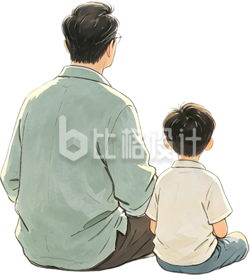 手绘父子