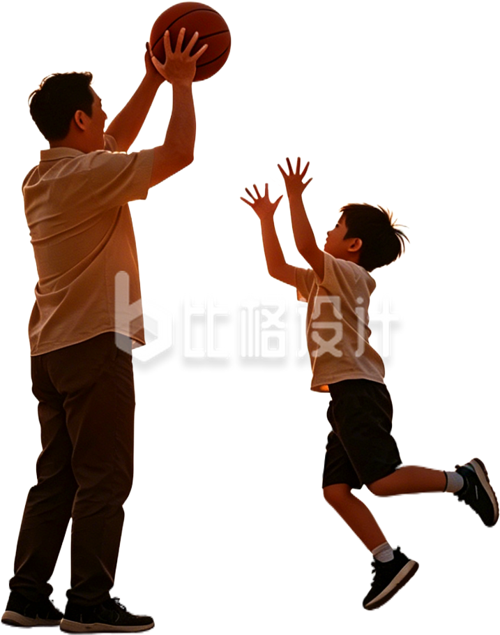 亲子活动运动剪影实景免抠图片