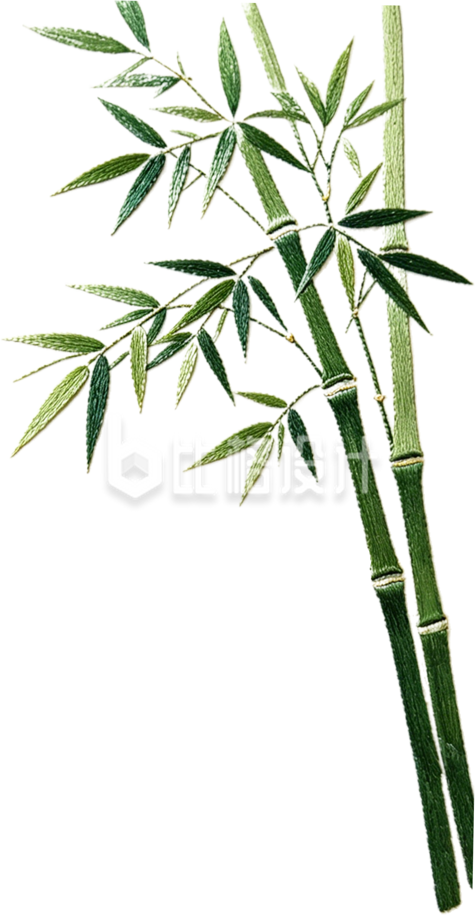竹叶刺绣实景