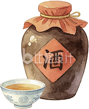美酒水彩手绘