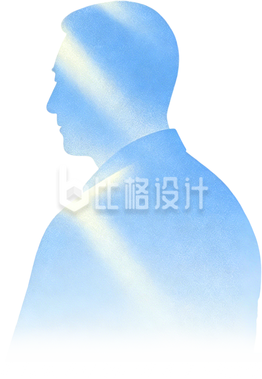 人物蓝色渐变父亲节手绘