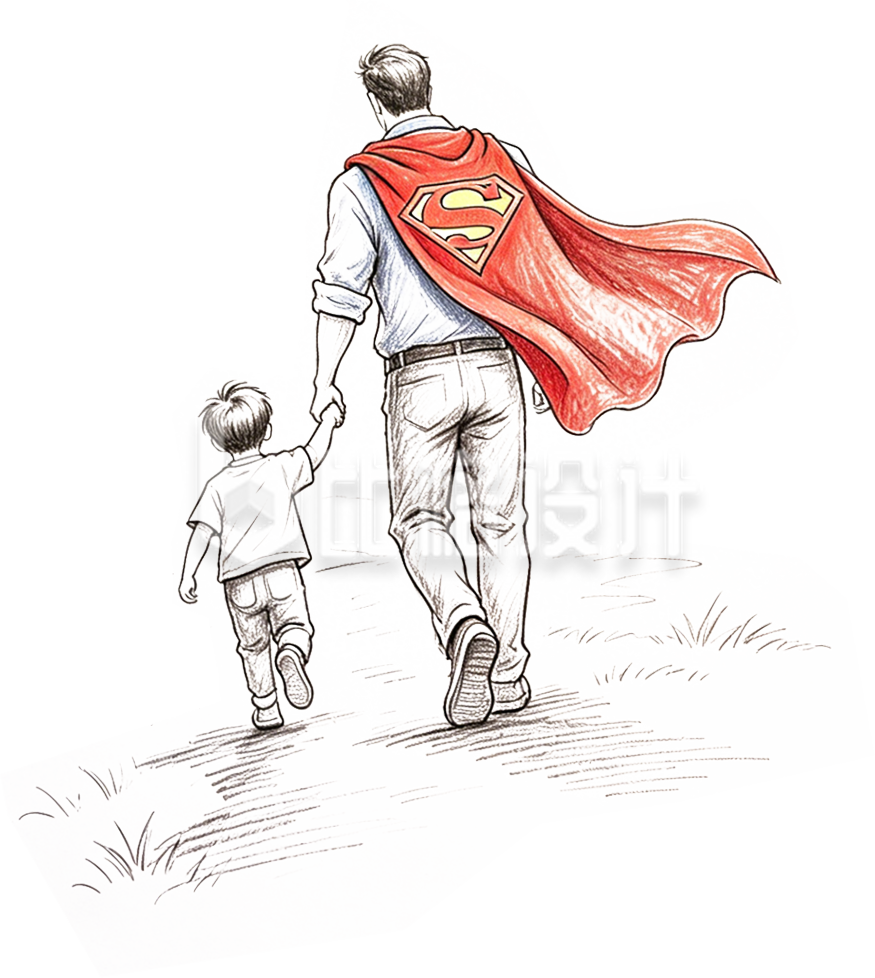 手绘父子